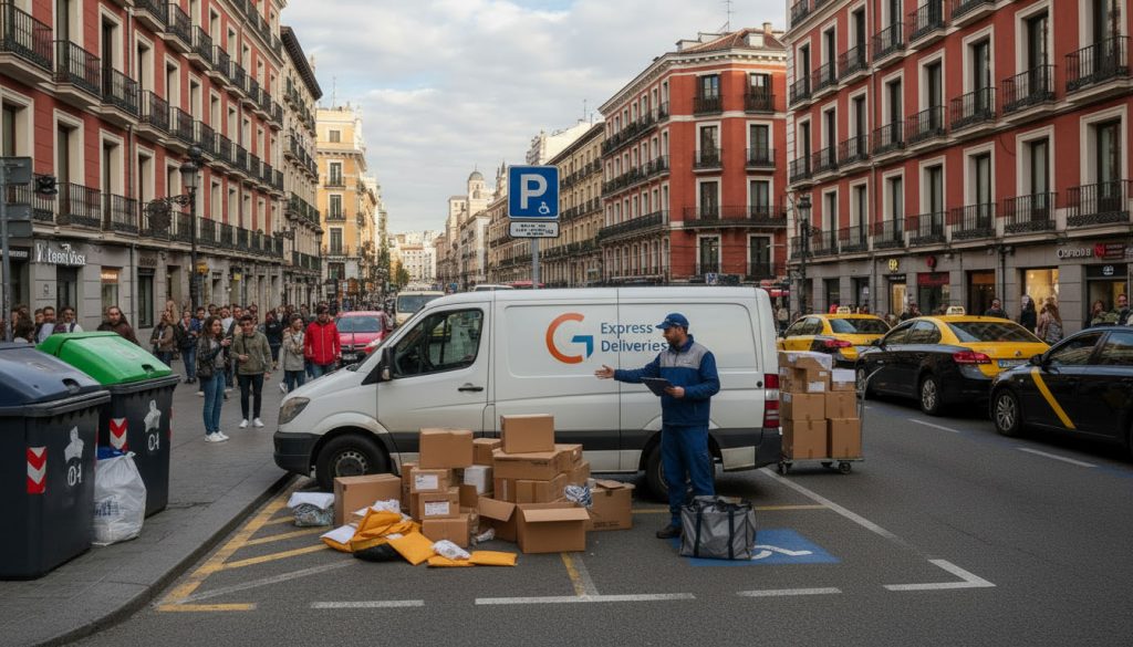problema reparto furgonetas en doble fila trafico