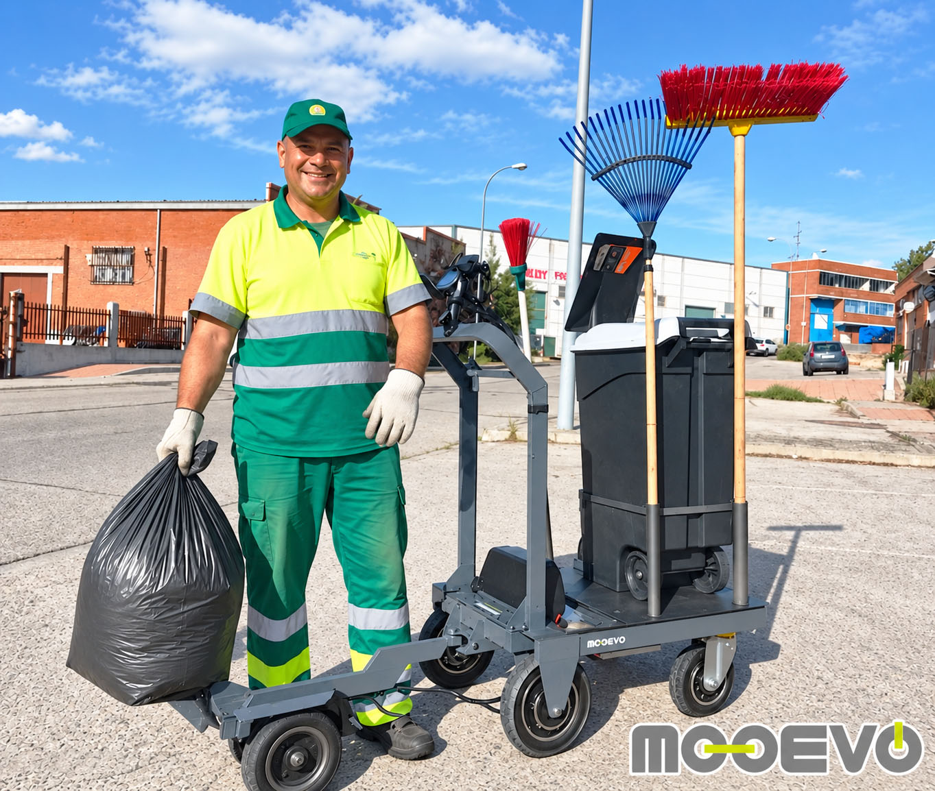 Street Cleansing Operative with Eco-Friendly Litter Barrow