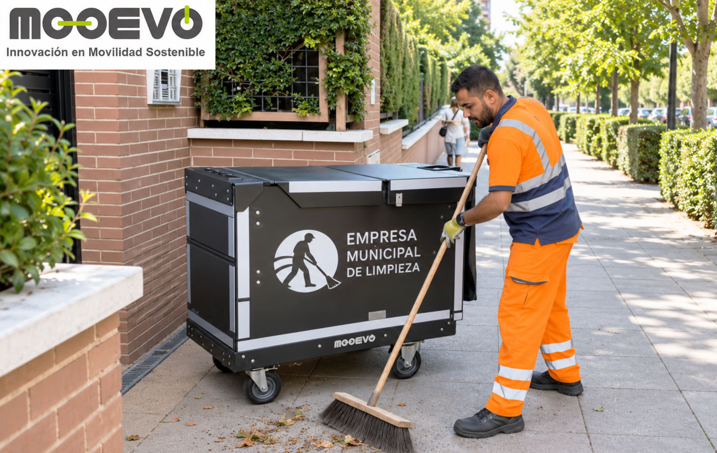 barrendero con carrito sostenible ayuntamiento